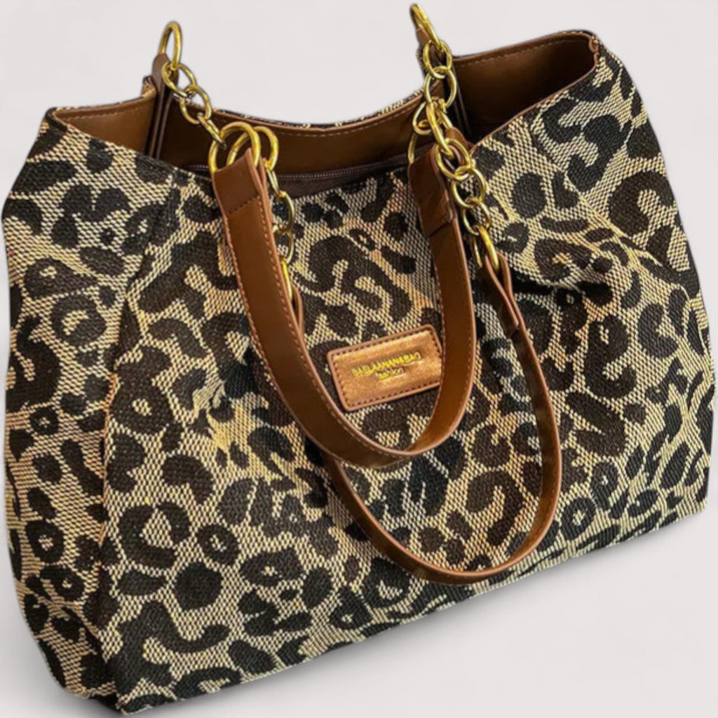 Lévrier – Elegante bolso de compras de lona con estampado de leopardo