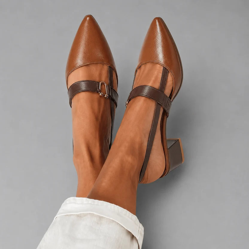 Henley | Elegantes zapatos de tacón destalonados de cuero