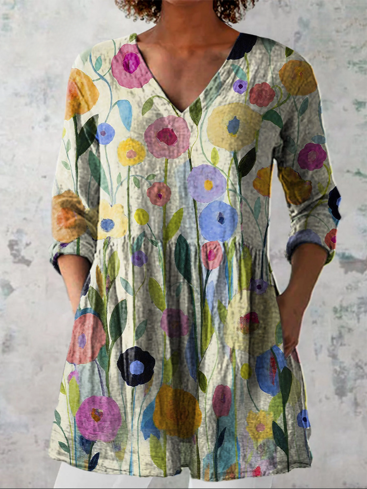 Louise | Blusa elegante de corte largo con escote en V