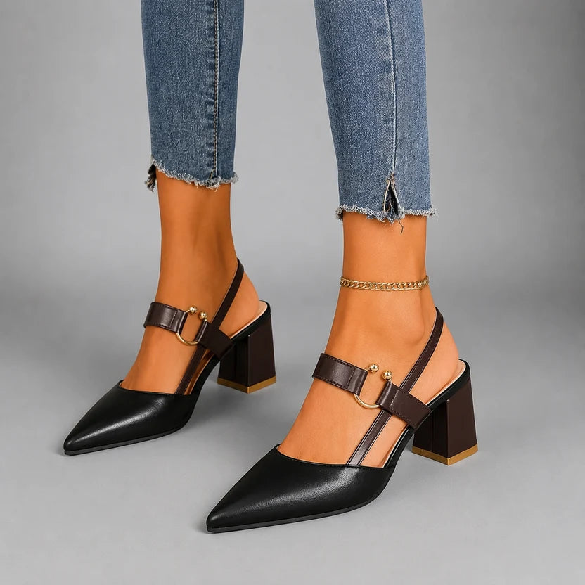 Henley | Elegantes zapatos de tacón destalonados de cuero