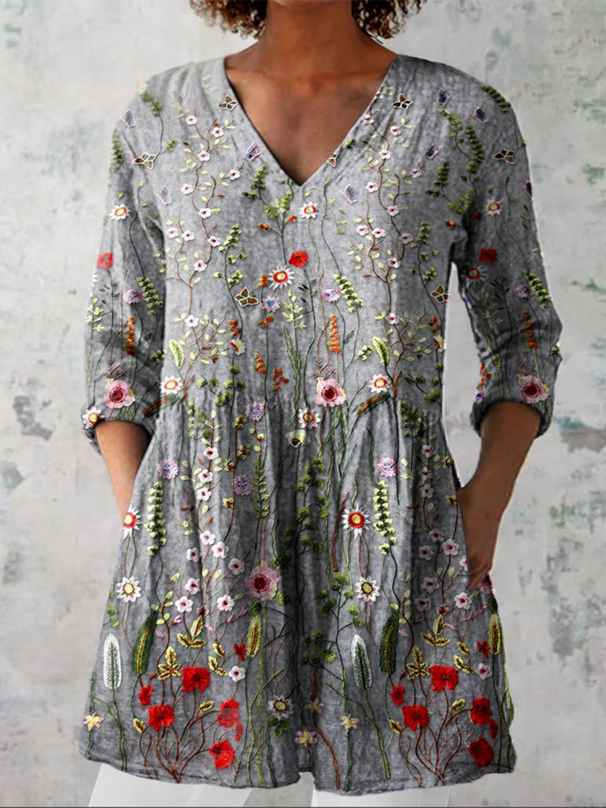 Amelie - Blusa elegante de escote en V largo para una silueta estilizada y favorecedora