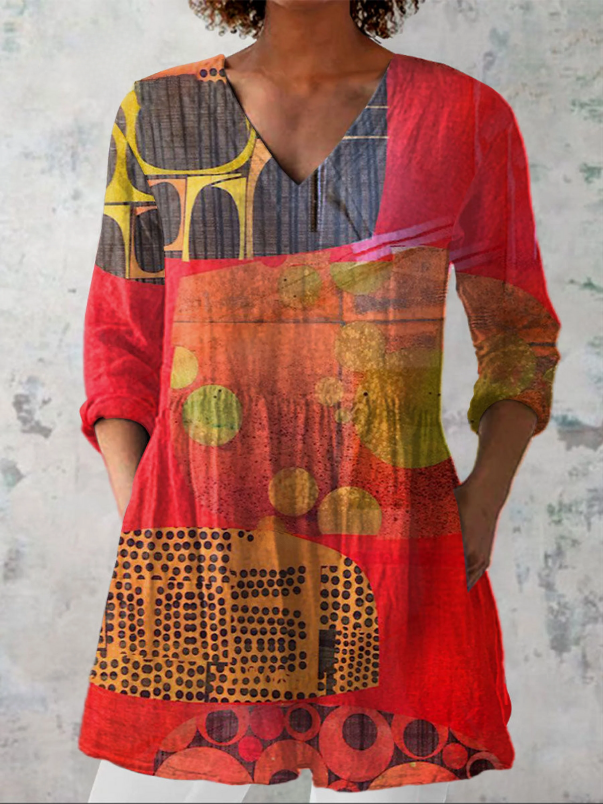 Lucie | Blusa larga elegante y fluida con escote en V