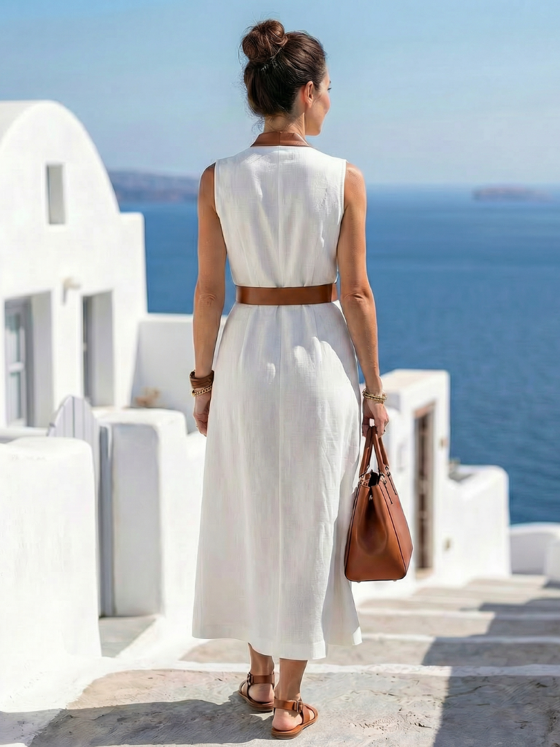 Myra | Elegante vestido midi con ribete en contraste