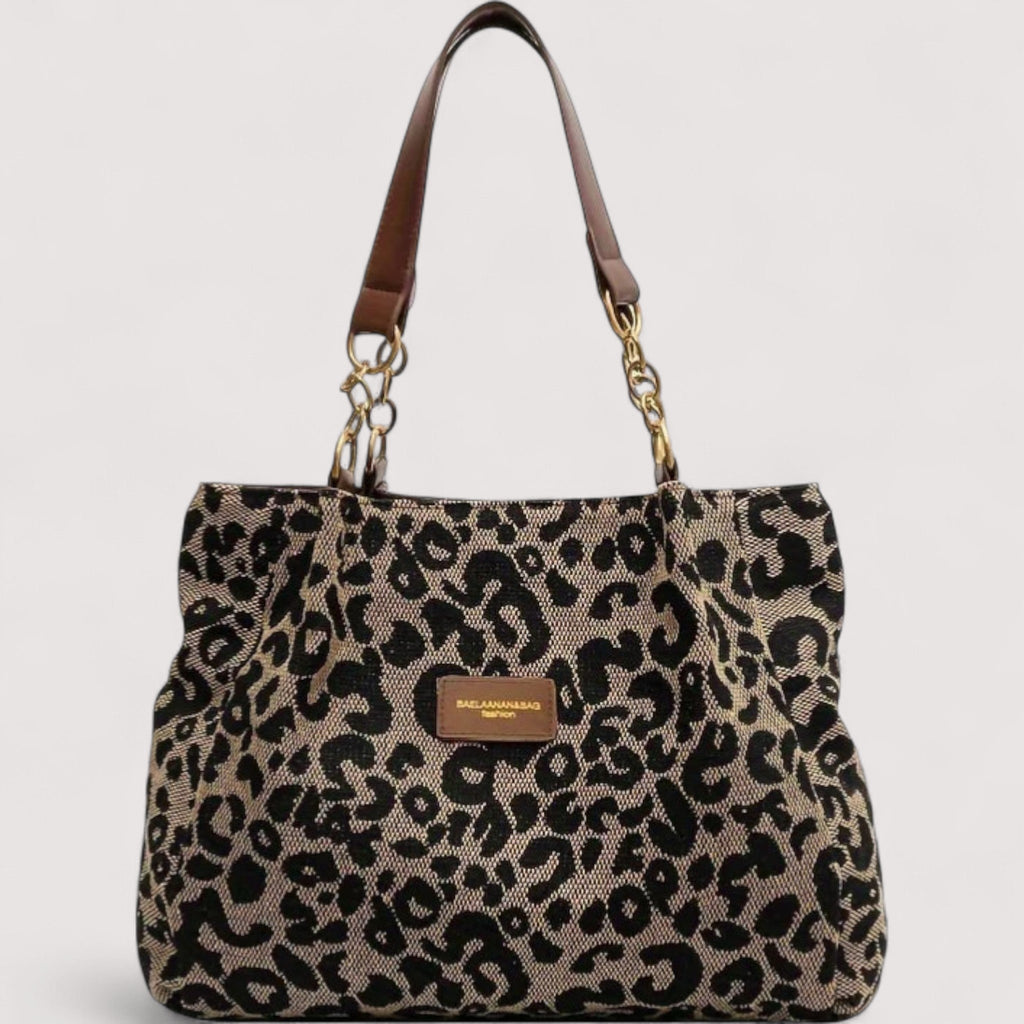 Lévrier – Elegante bolso de compras de lona con estampado de leopardo