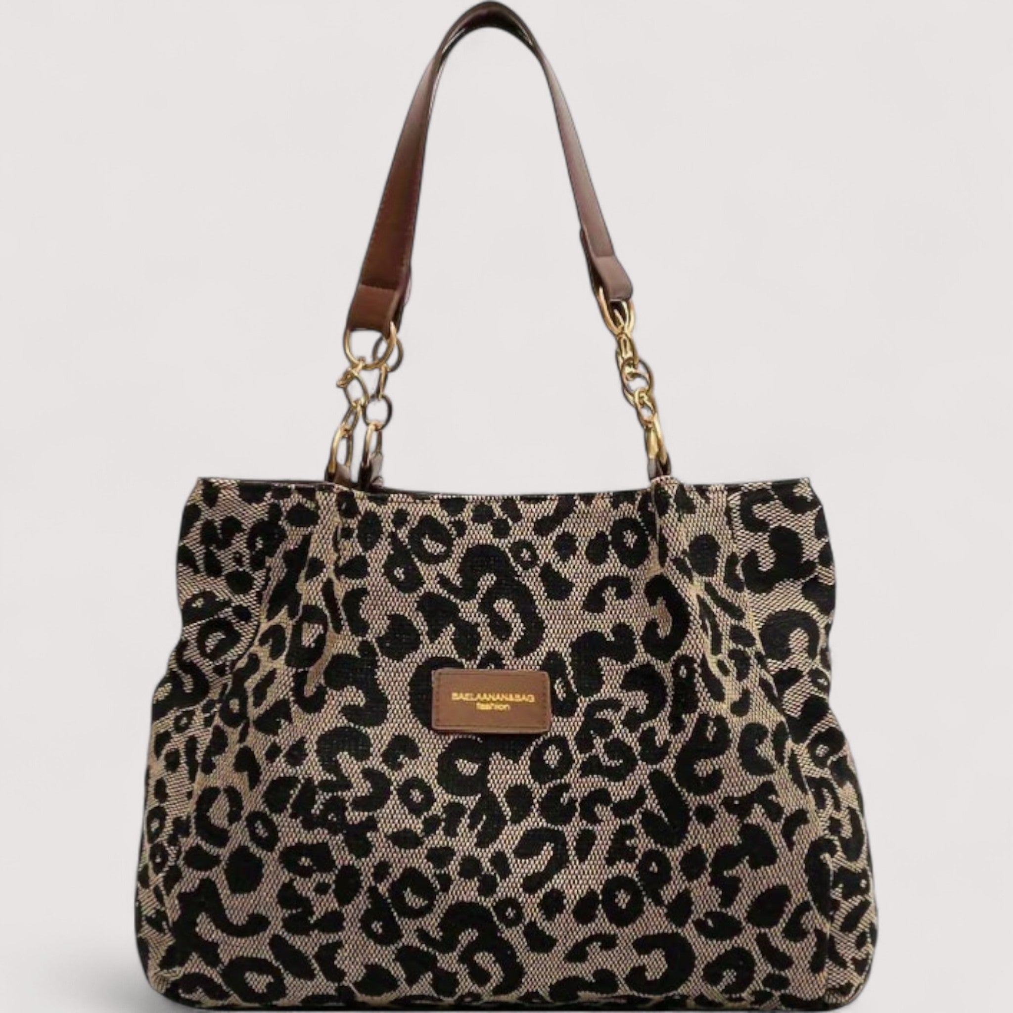 Lévrier – Elegante bolso de compras de lona con estampado de leopardo