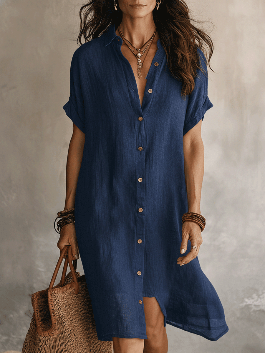Vestido midi de lino boho moderno | Estilo diario sin esfuerzo