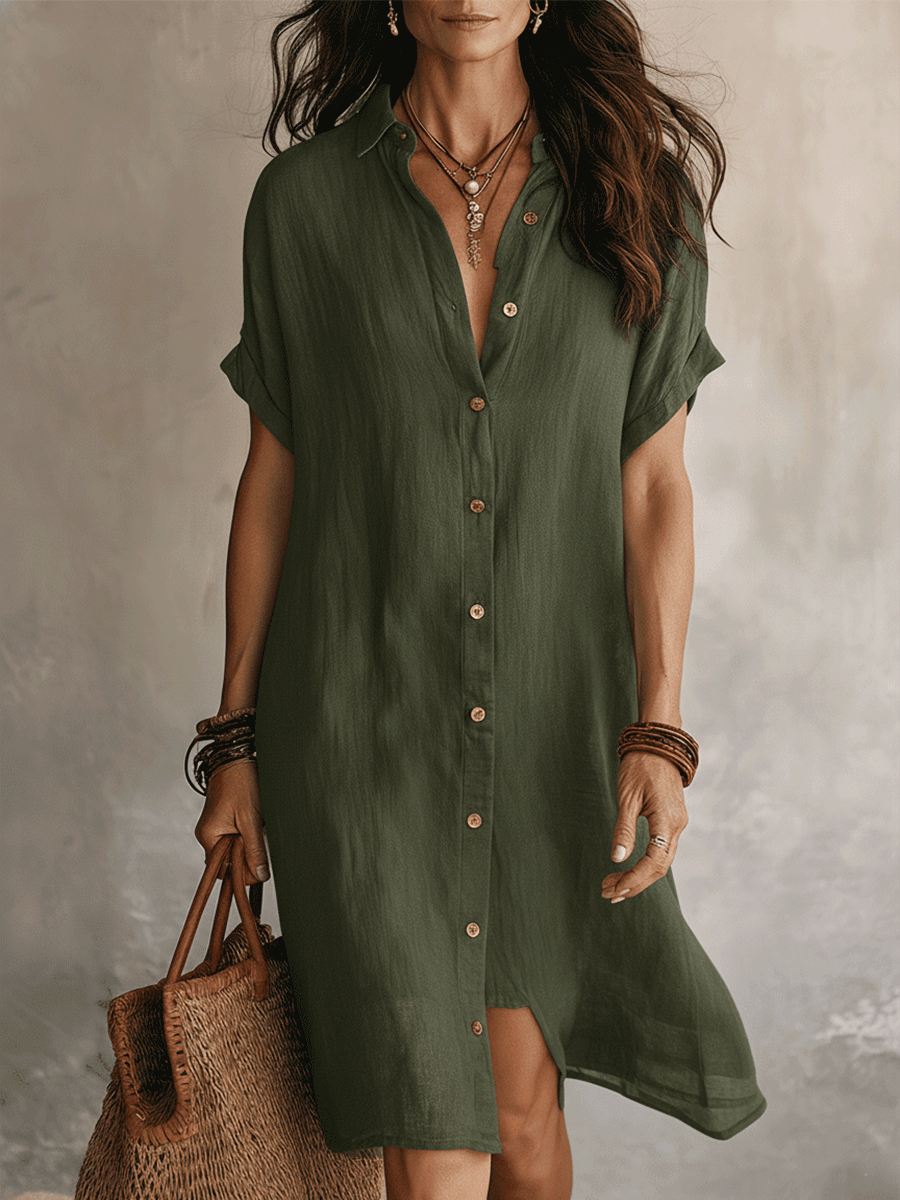 Vestido midi de lino boho moderno | Estilo diario sin esfuerzo