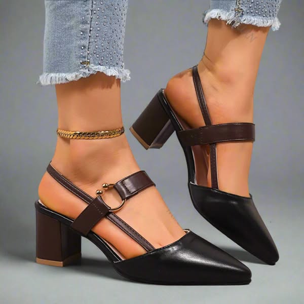 Henley | Elegantes zapatos de tacón destalonados de cuero