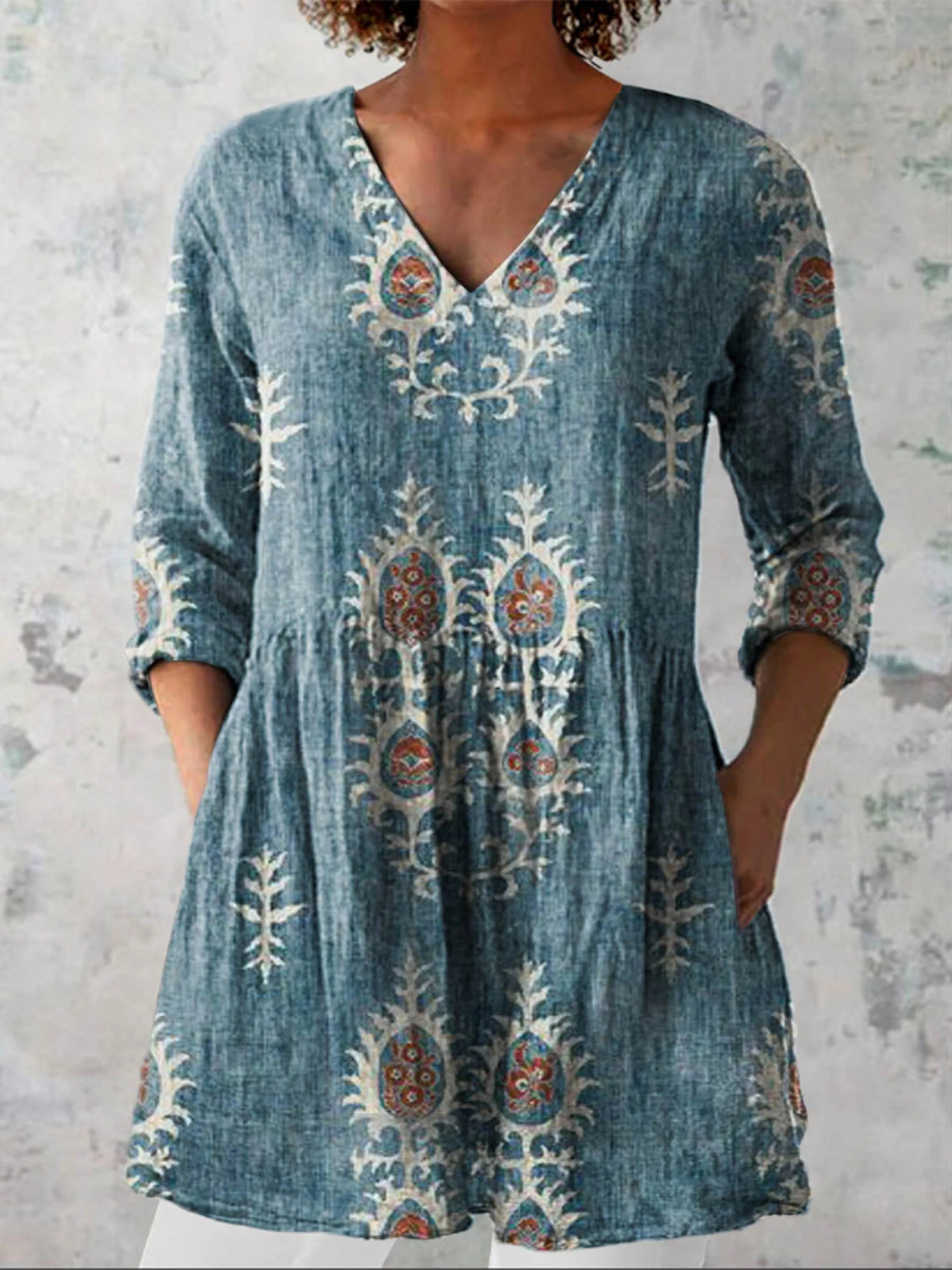 Elise | Blusa elegante de escote en V largo