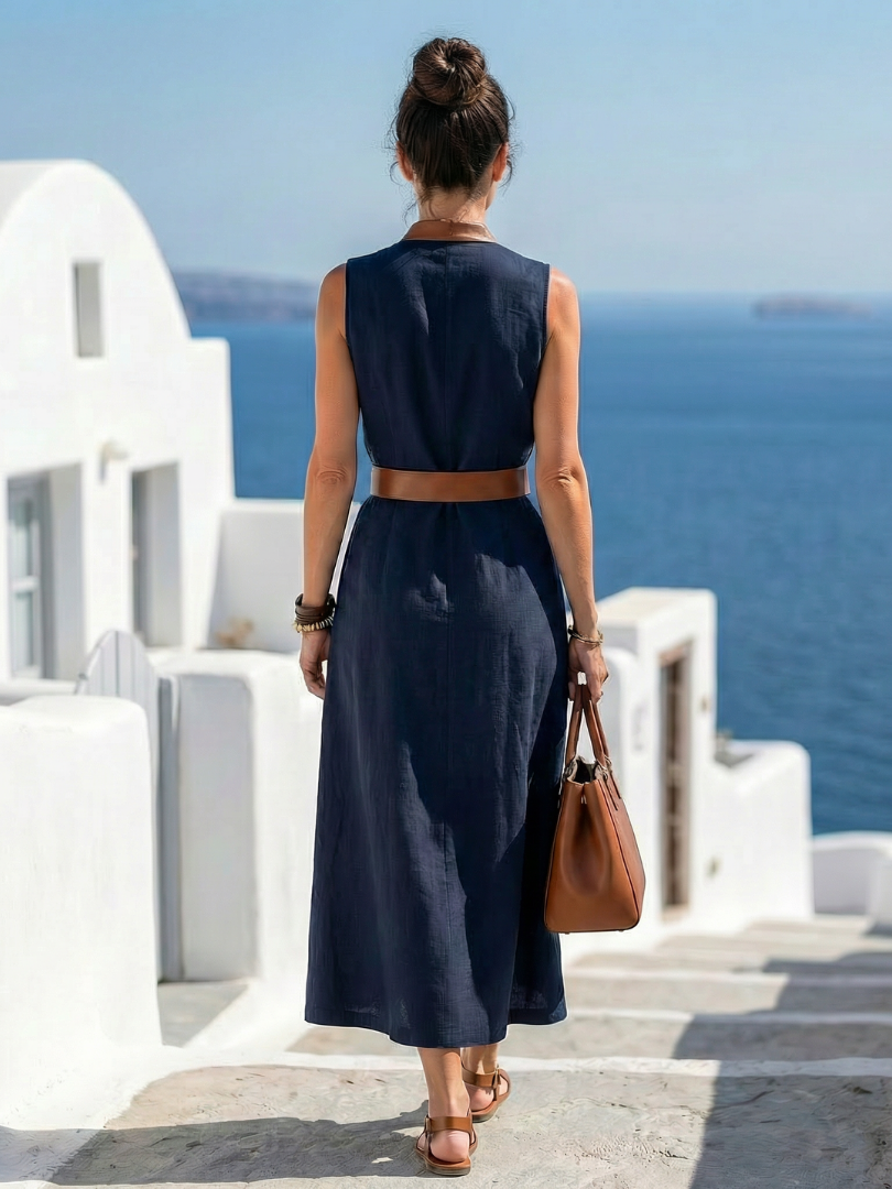 Myra | Elegante vestido midi con ribete en contraste