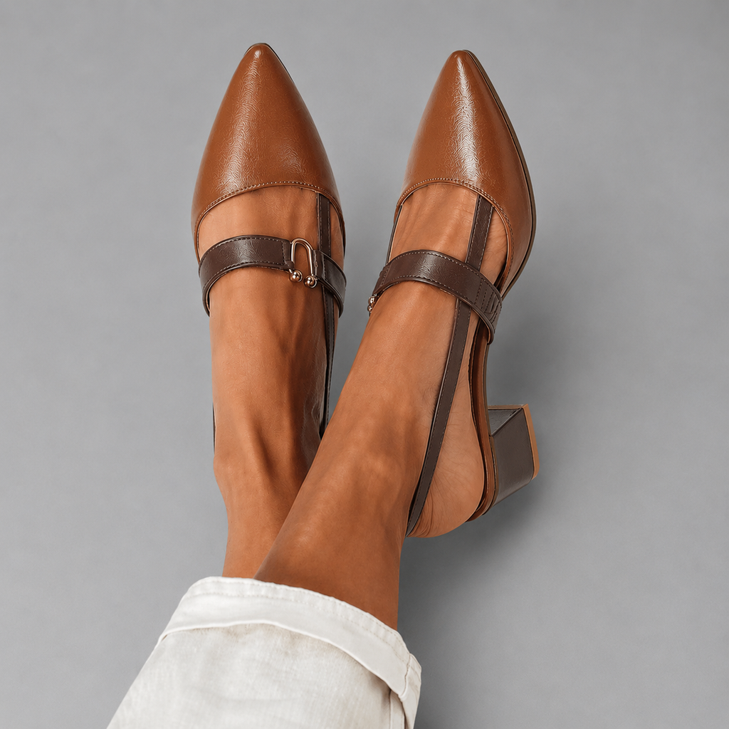 Henley | Elegantes zapatos de tacón destalonados de cuero