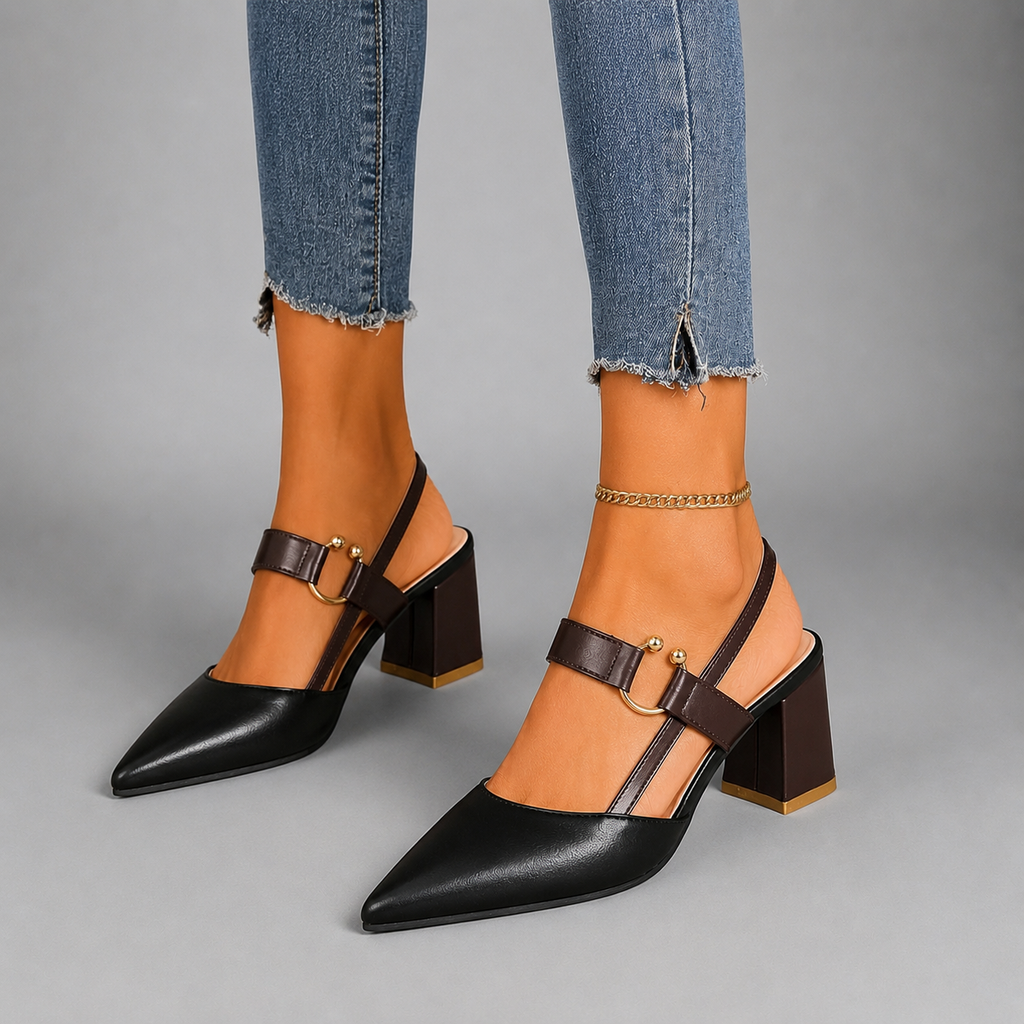 Henley | Elegantes zapatos de tacón destalonados de cuero