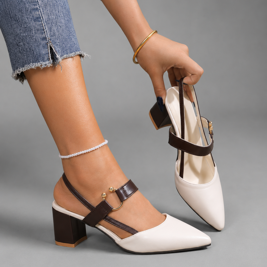 Henley | Elegantes zapatos de tacón destalonados de cuero