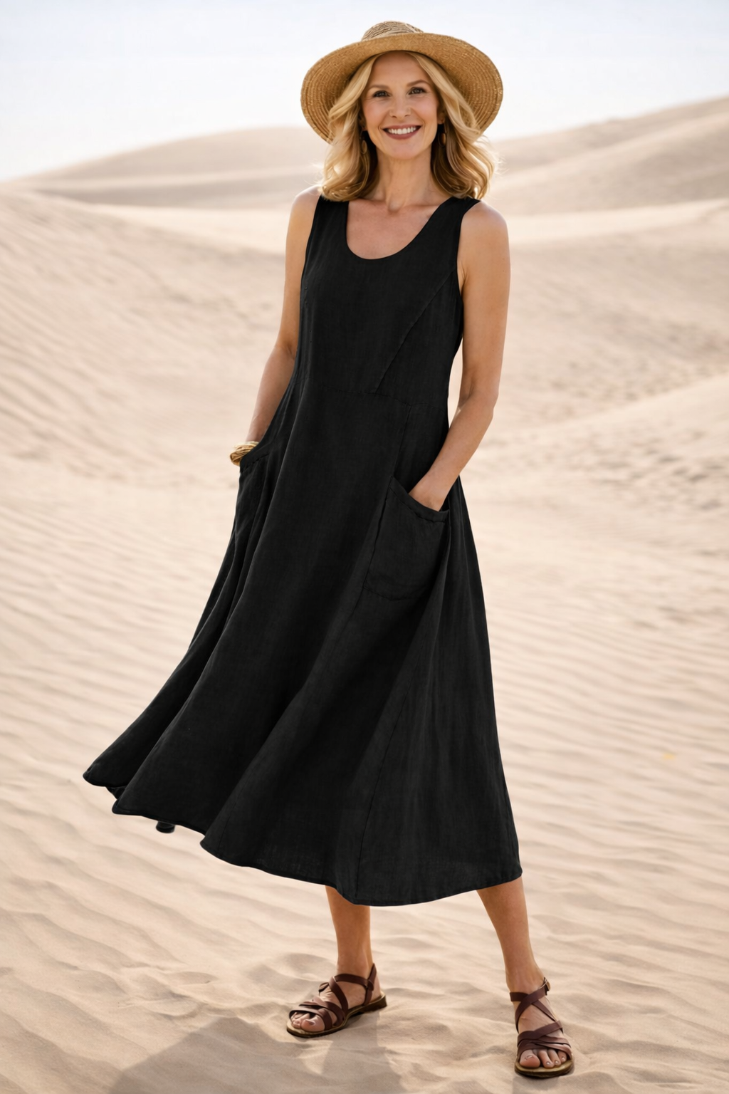 LUNA | Vestido midi elegante y cómodo de corte evasé