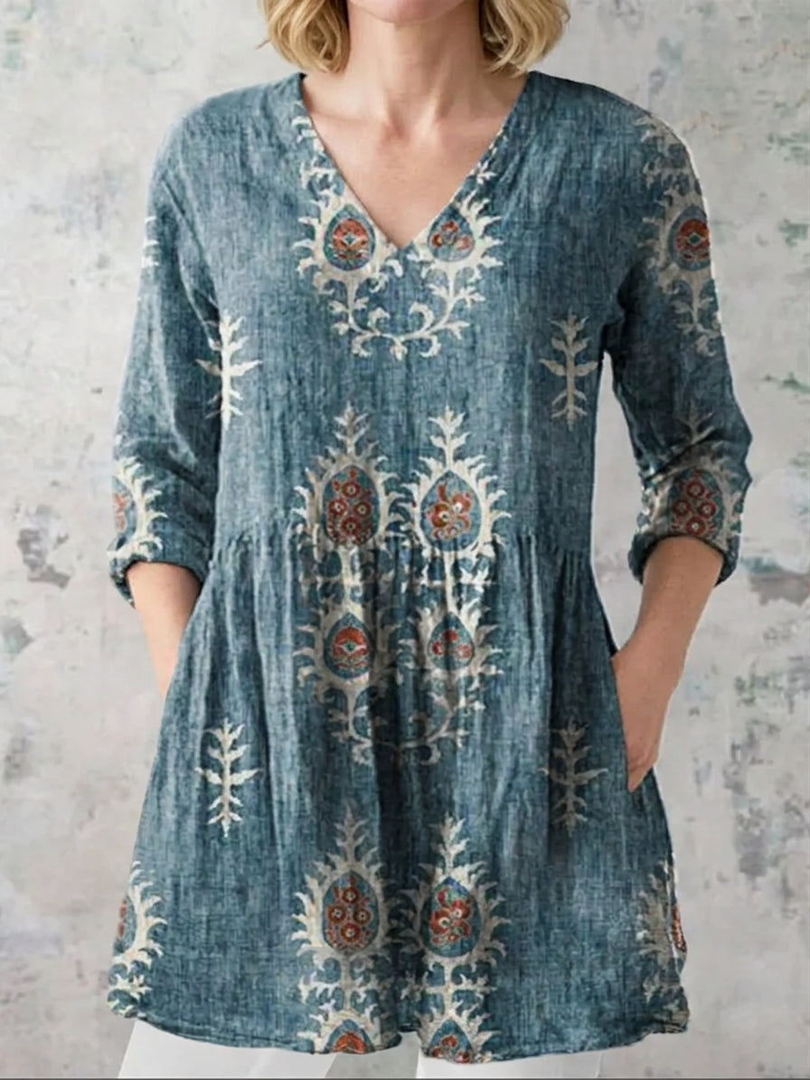 Elise | Blusa elegante de escote en V largo