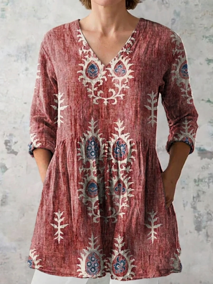 Elise | Blusa elegante de escote en V largo