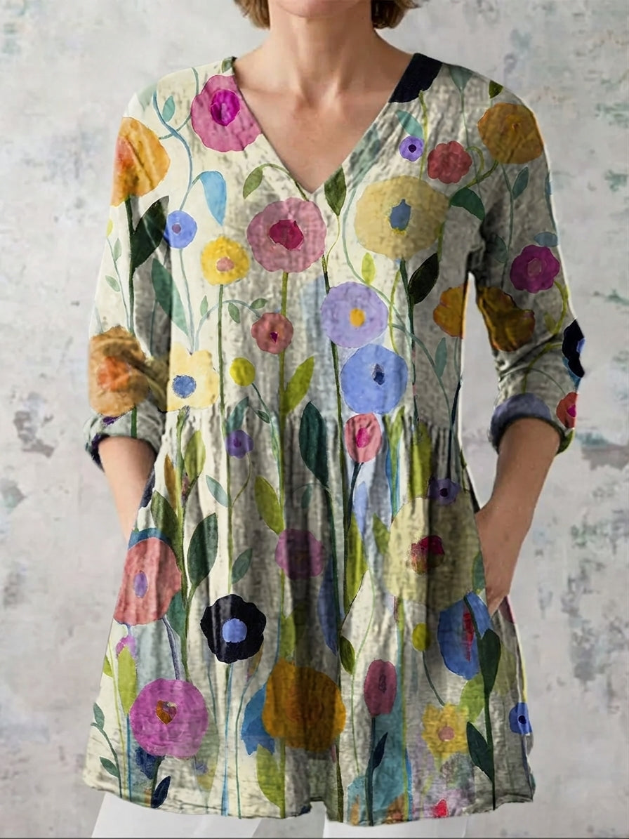 Louise | Blusa elegante de corte largo con escote en V