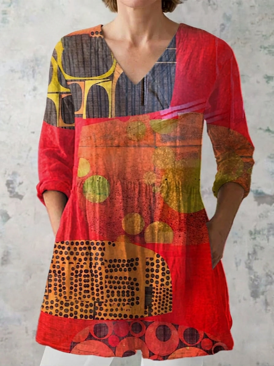 Lucie | Blusa larga elegante y fluida con escote en V