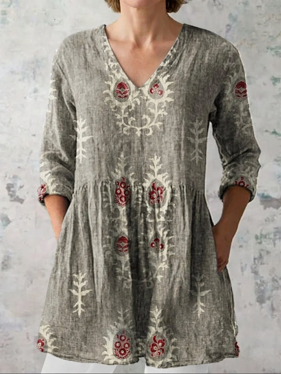 Elise | Blusa elegante de escote en V largo