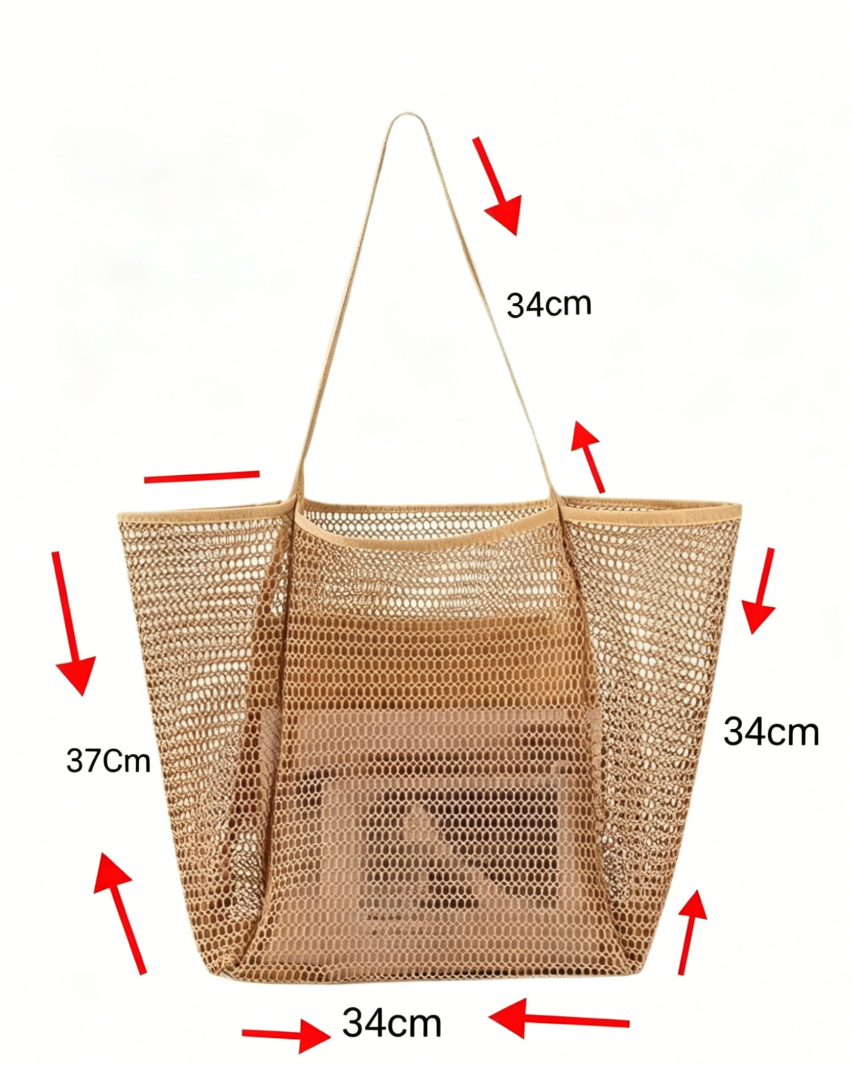 Bolso tote bohemio de malla y gran capacidad para la playa: amplio, elegante y perfecto para aventuras de verano