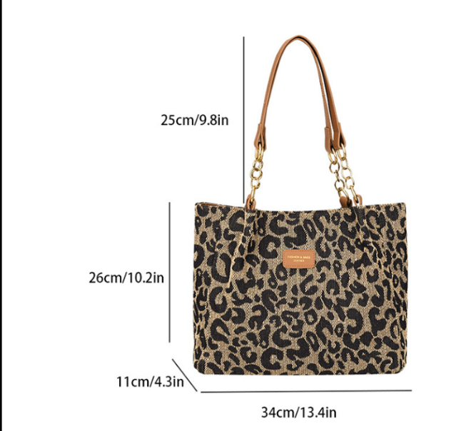 Lévrier – Elegante bolso de compras de lona con estampado de leopardo