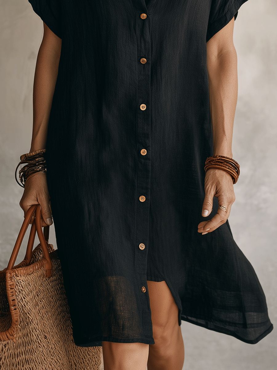 Vestido midi de lino boho moderno | Estilo diario sin esfuerzo