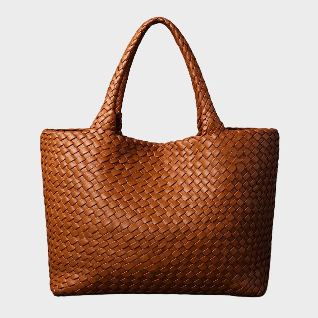 Bolso tote de cuero vegano tejido a mano Lana Luxe