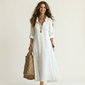 Mariam | Vestido largo elegante con bordado floral a tono
