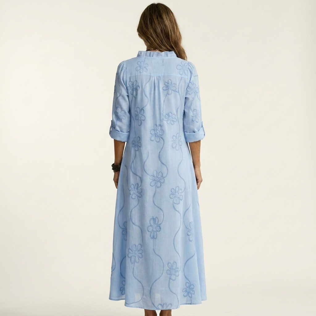 Mariam | Vestido largo elegante con bordado floral a tono