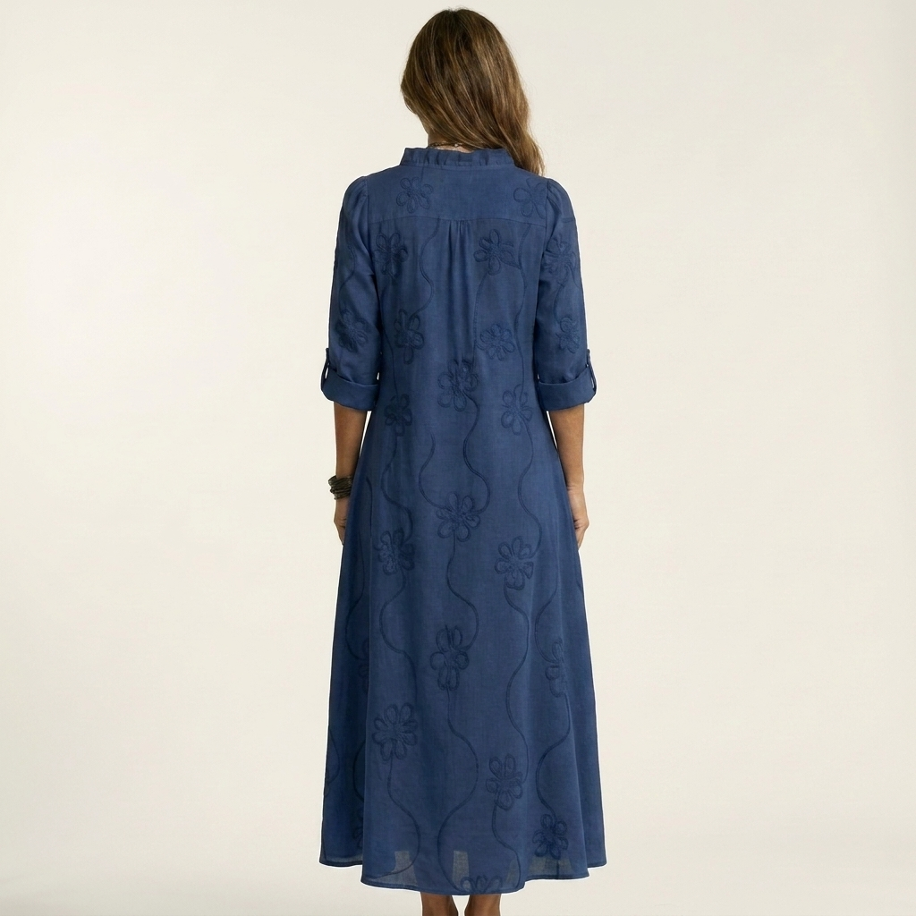 Mariam | Vestido largo elegante con bordado floral a tono