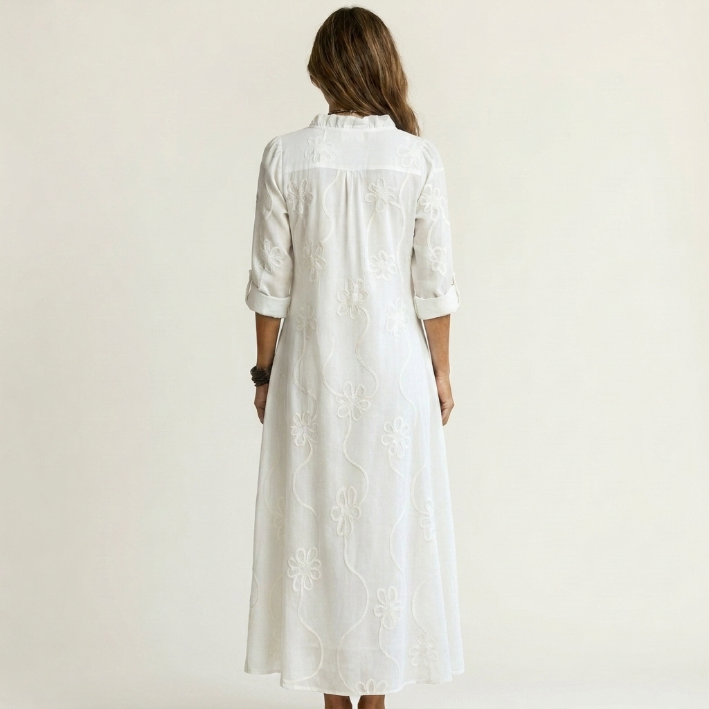 Mariam | Vestido largo elegante con bordado floral a tono